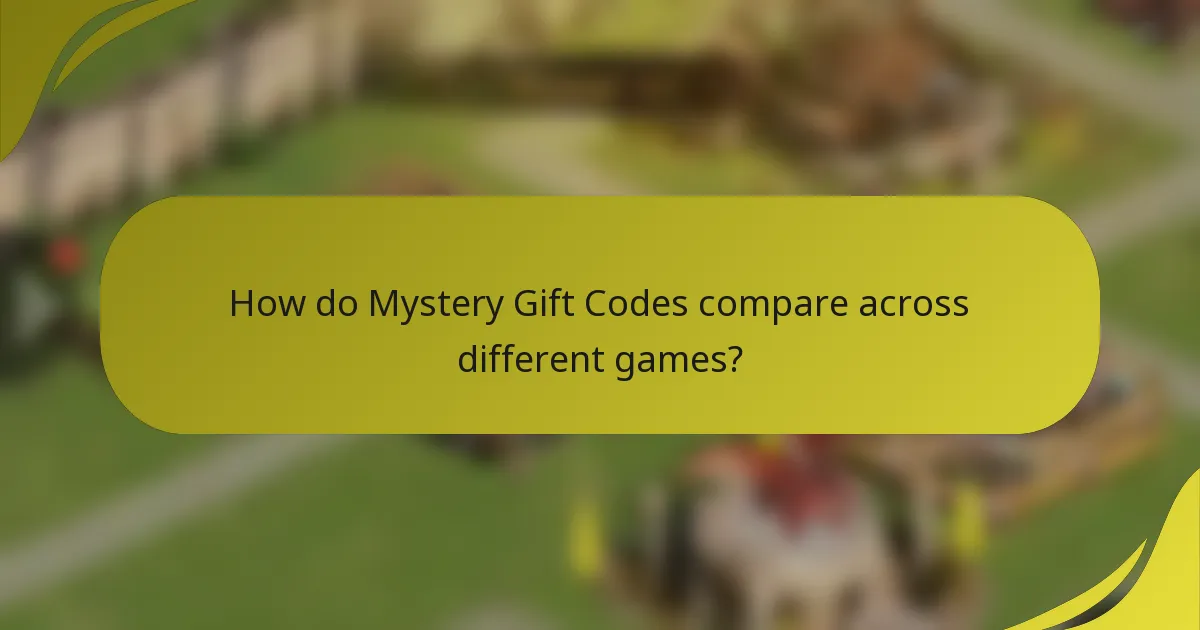How do Mystery Gift Codes compare across different games?