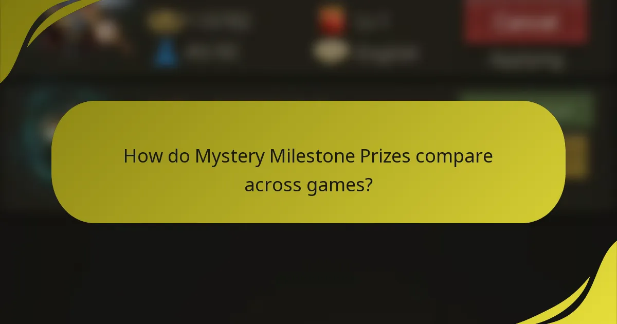 How do Mystery Milestone Prizes compare across games?