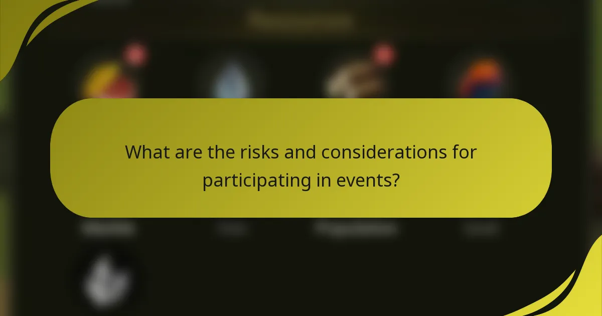 What are the risks and considerations for participating in events?
